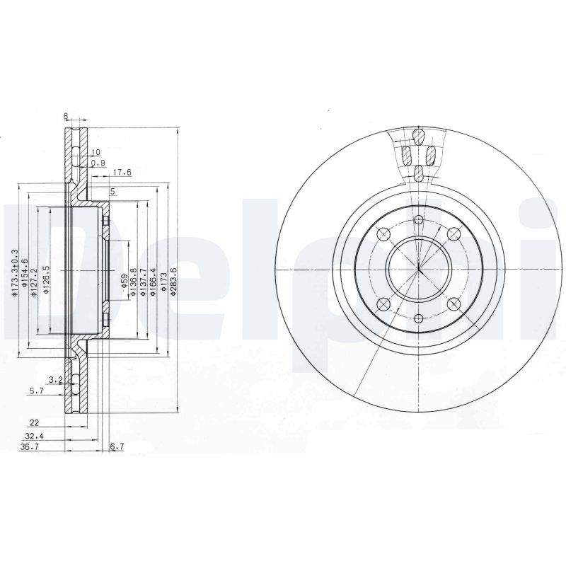 DELPHI BG2407 Féktárcsa (Ár 2db-ra) 1db rendelése=2db tárcsa