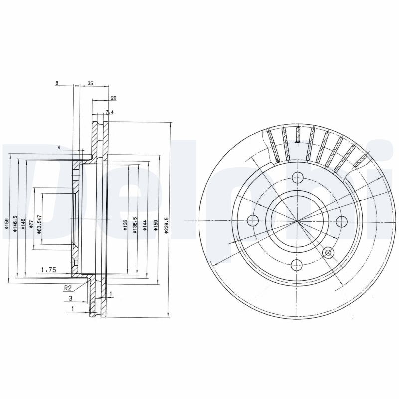 DELPHI BG2440 Féktárcsa (Ár 2db-ra) 1db rendelése=2db tárcsa