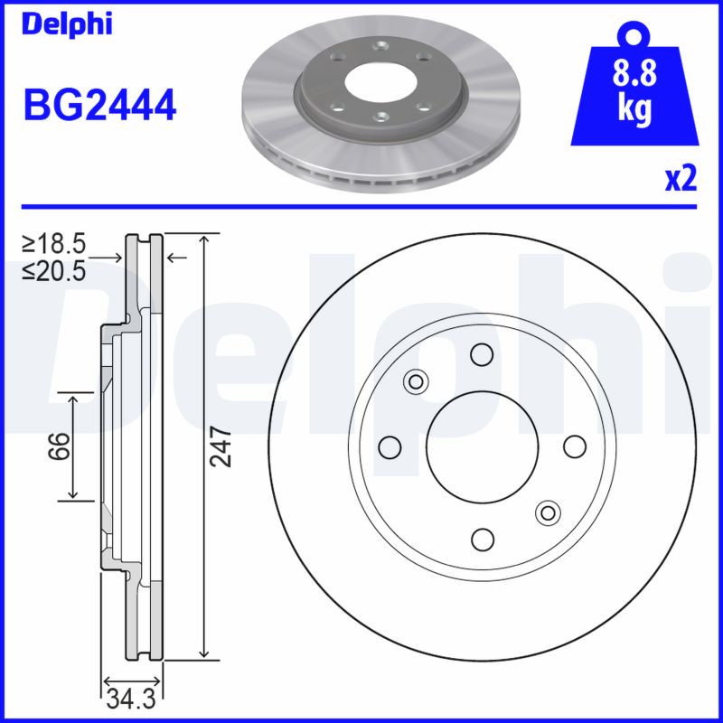 DELPHI 1001766996 BG2444 - Első féktárcsa