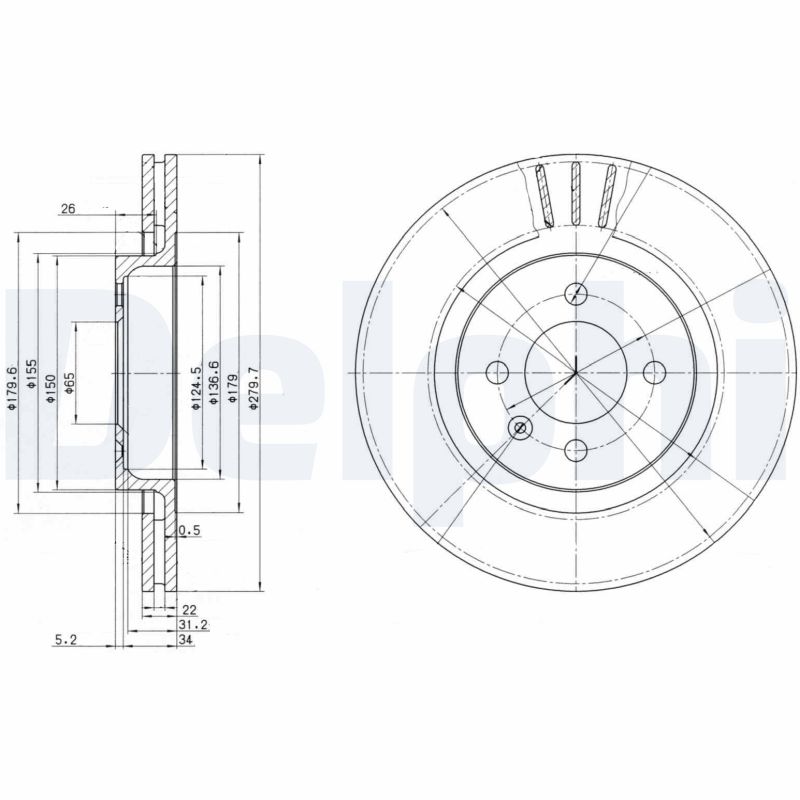 DELPHI BG2712 Féktárcsa (Ár 2db-ra) 1db rendelése=2db tárcsa