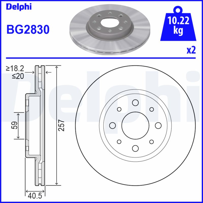 DELPHI BG2830 Féktárcsa (Ár 2db-ra, készlet)