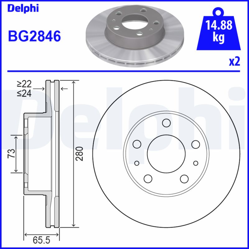 DELPHI DLP BG2846 Féktárcsa