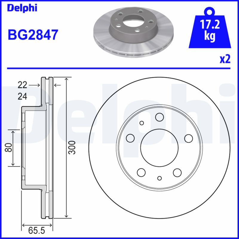 DELPHI BG2847 Féktárcsa (Ár 2db-ra) 1db rendelése=2db tárcsa