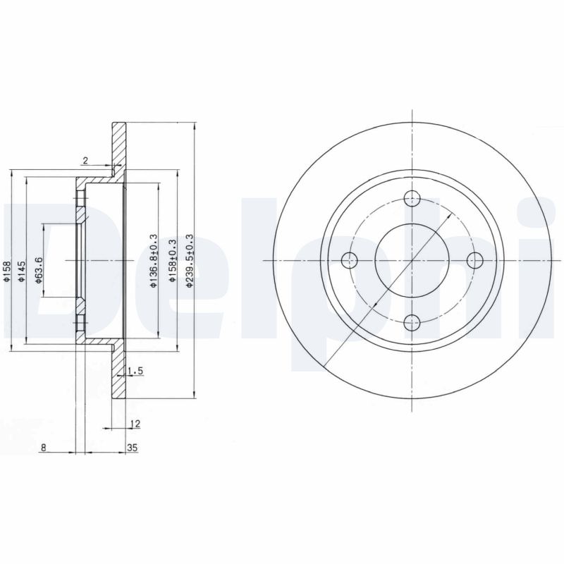 DELPHI BG3055 Féktárcsa (Ár 2db-ra) 1db rendelése=2db tárcsa