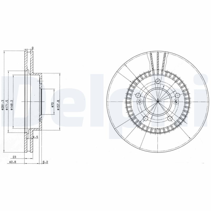 DELPHI DLP BG3061 Féktárcsa