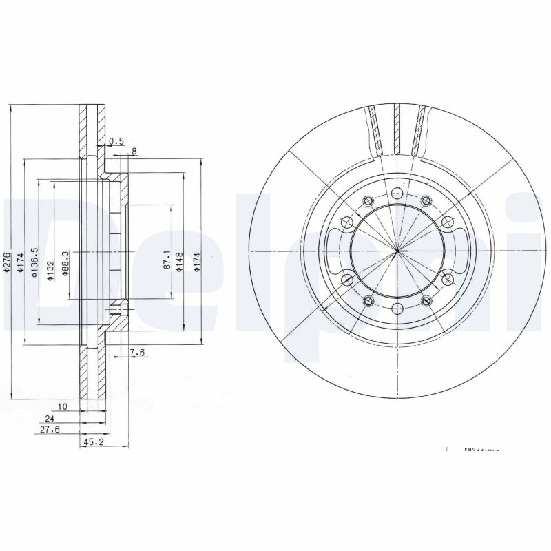 DELPHI DLP BG3099 Féktárcsa