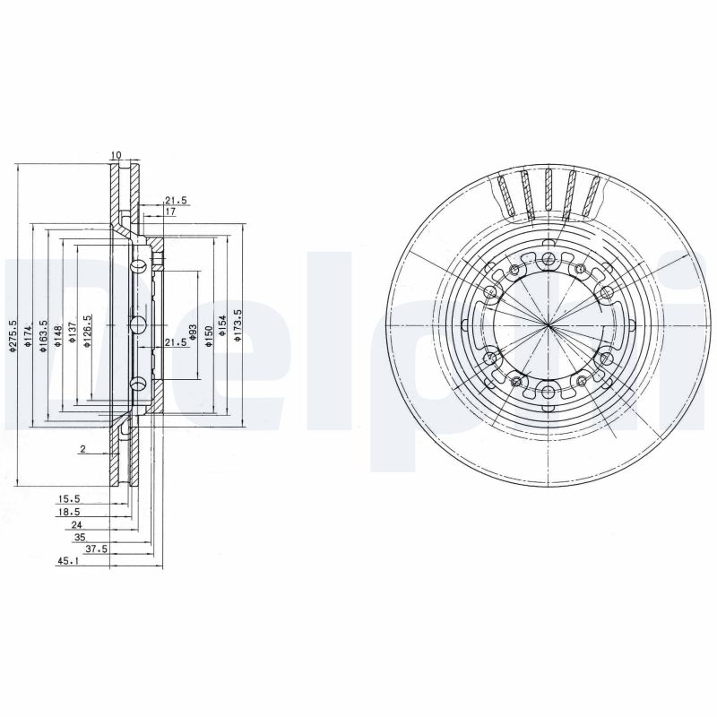 DELPHI DLP BG3115 Féktárcsa