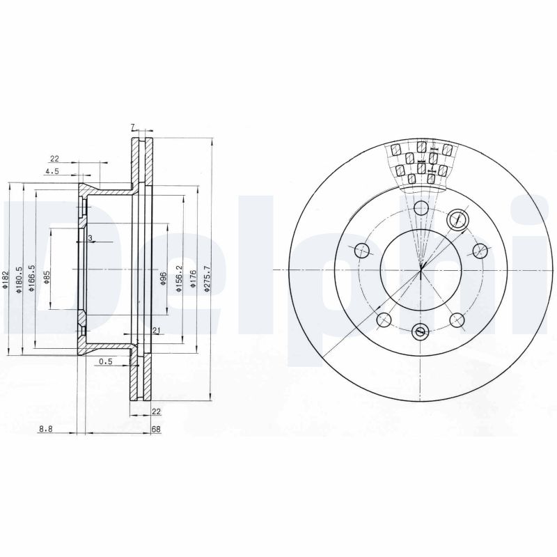 DELPHI BG3236 Féktárcsa (Ár 2db-ra) 1db rendelése=2db tárcsa