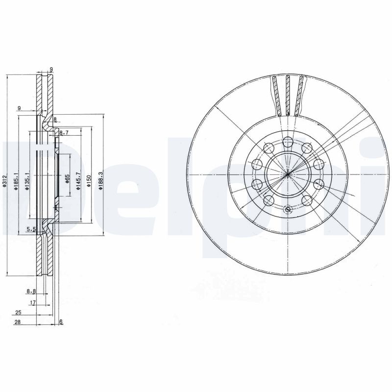 DELPHI BG3528 Féktárcsa (Ár 2db-ra) 1db rendelése=2db tárcsa