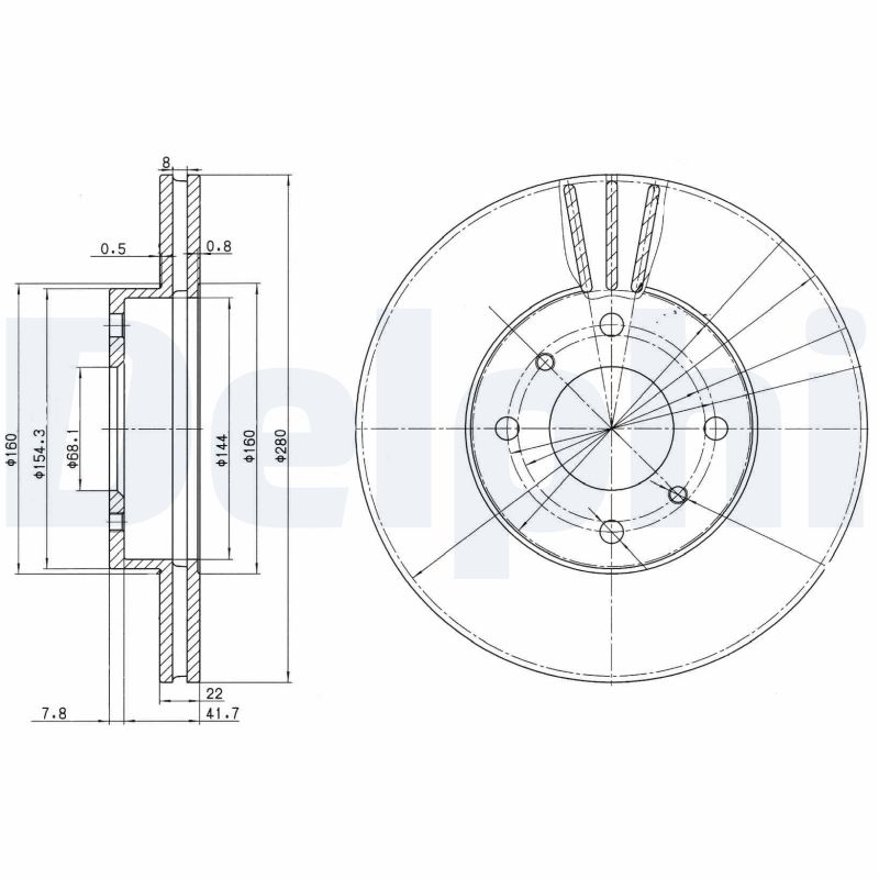 DELPHI BG3596 Féktárcsa (Ár 2db-ra) 1db rendelése=2db tárcsa