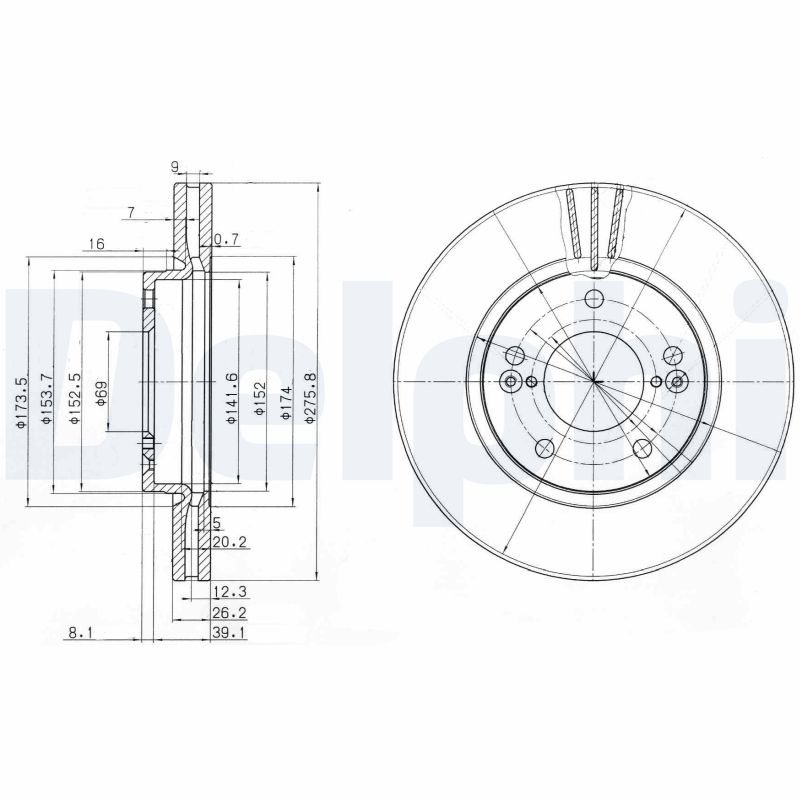 DELPHI DLP BG3721 Féktárcsa