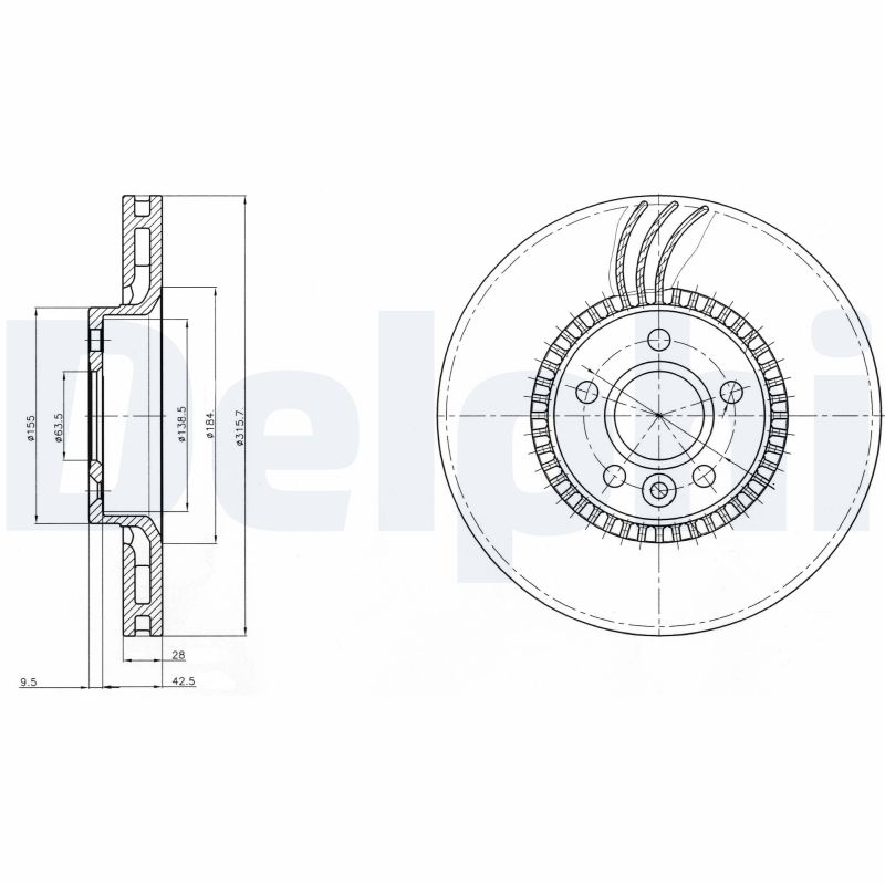 DELPHI BG3784 Féktárcsa