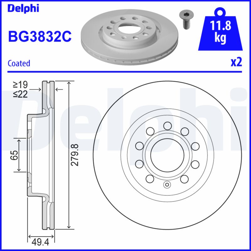 DELPHI BG3832C Féktárcsa