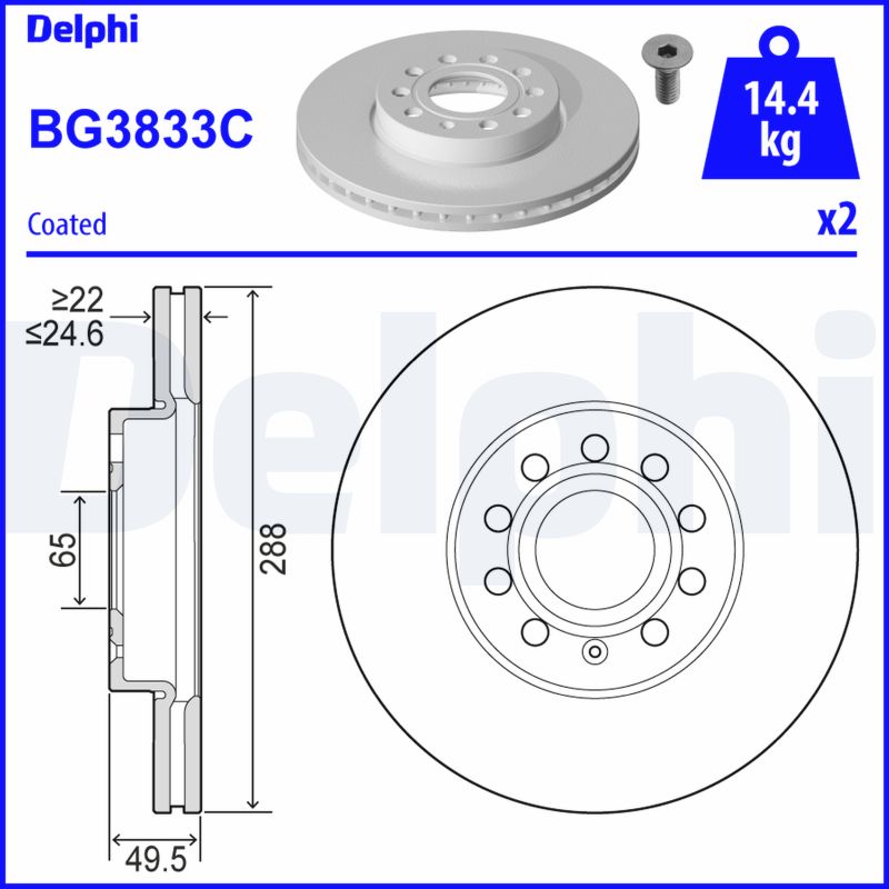DELPHI BG3833C Féktárcsa (Ár 2db-ra, készlet)