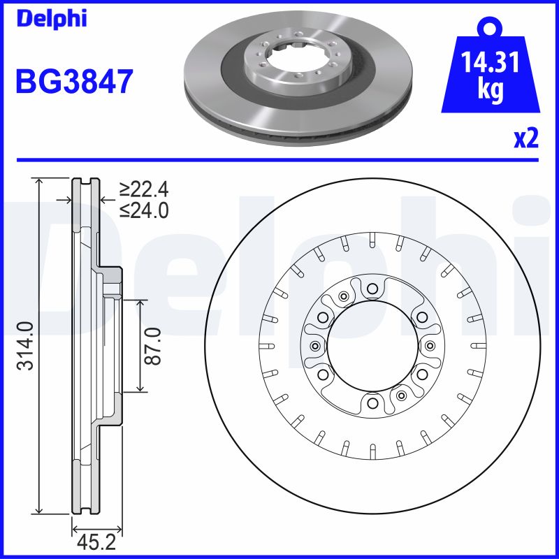 DELPHI DLP BG3847 Féktárcsa