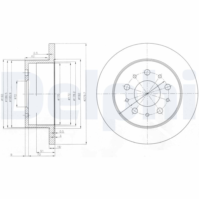 DELPHI BG3853 Féktárcsa (Ár 2db-ra) 1db rendelése=2db tárcsa