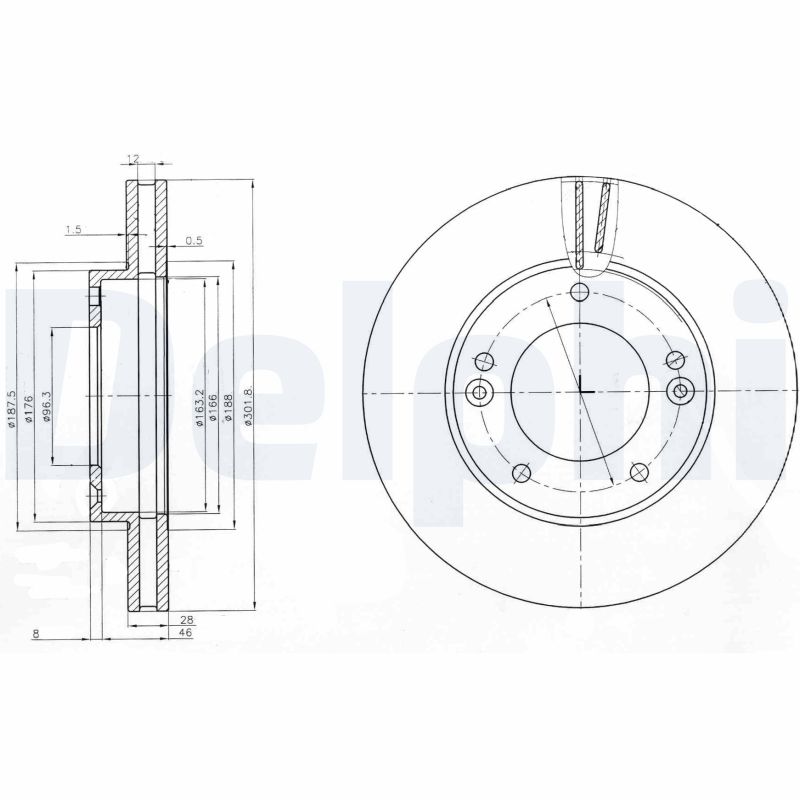 DELPHI BG3858 Féktárcsa (Ár 2db-ra) 1db rendelése=2db tárcsa