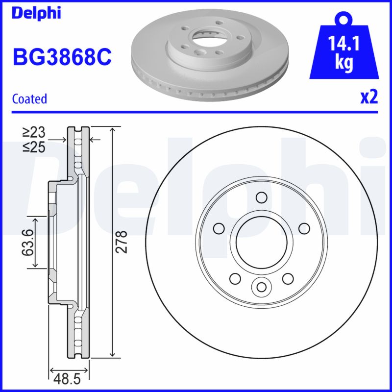 DELPHI BG3868C Féktárcsa (Ár 2db-ra, készlet)