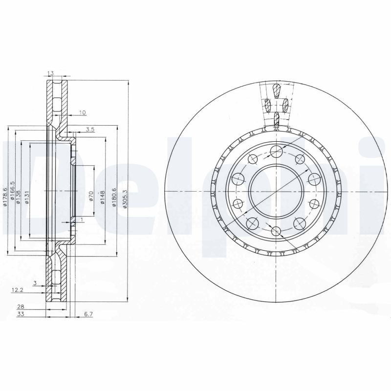 DELPHI BG3951 Féktárcsa (Ár 2db-ra) 1db rendelése=2db tárcsa