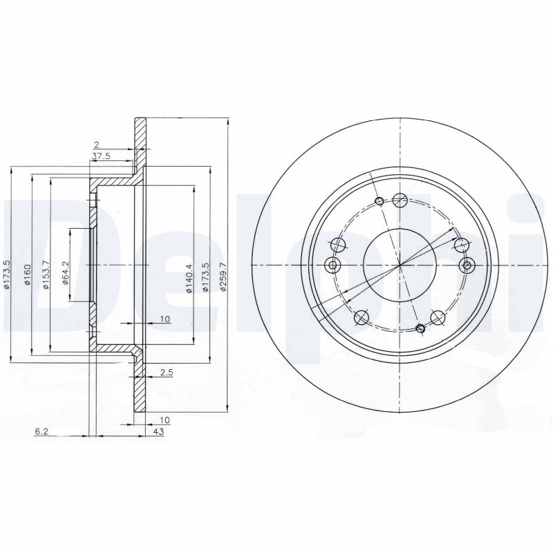 DELPHI 1001838015 BG3964 - féktárcsa