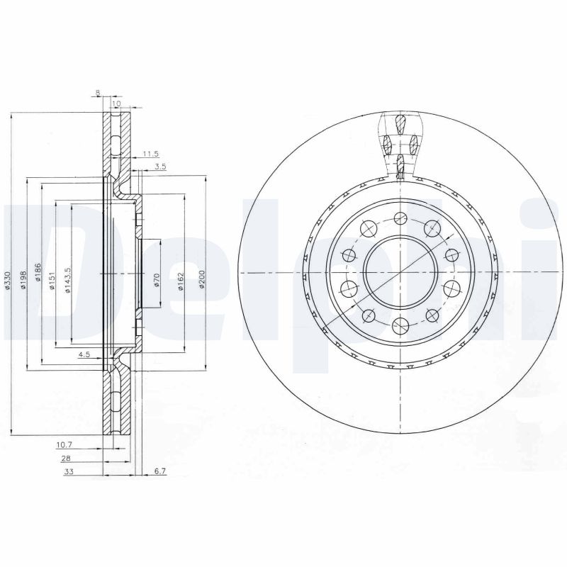 DELPHI DLP BG3993 Féktárcsa