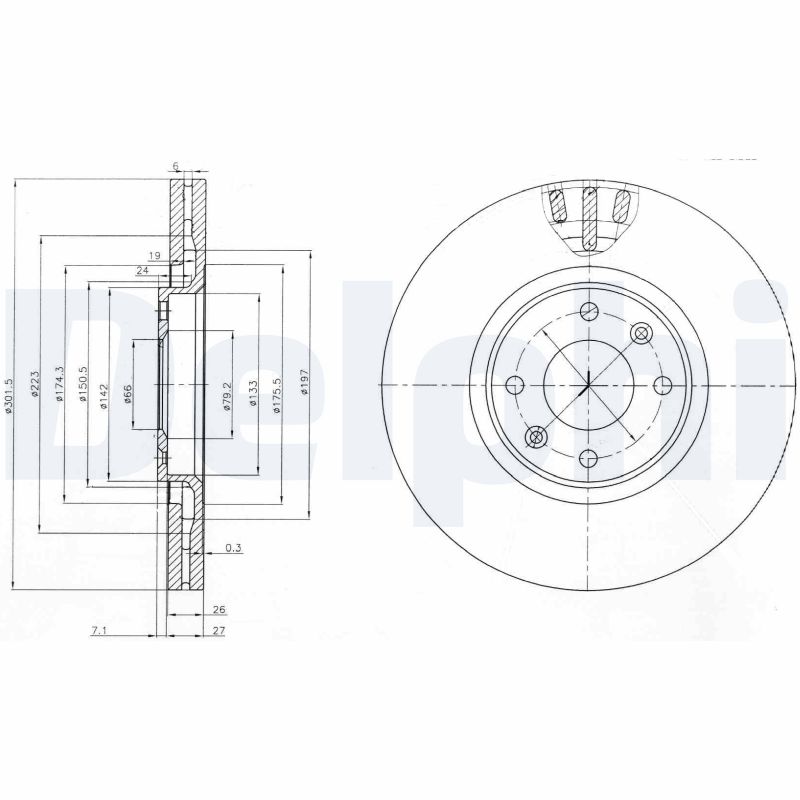 DELPHI 1001837952 BG4002 - Első féktárcsa