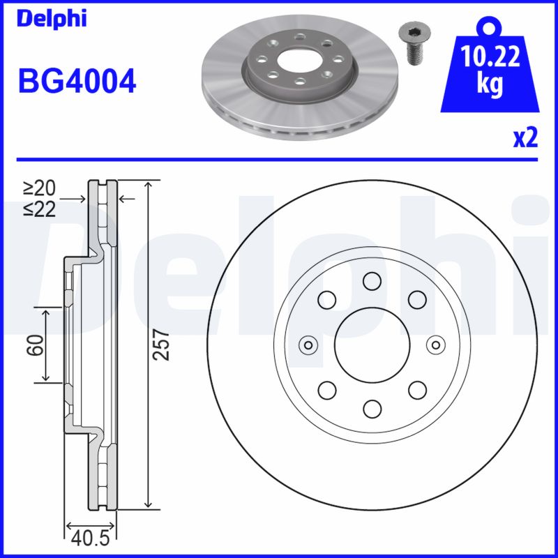 DELPHI BG4004 Féktárcsa (Ár 2db-ra, készlet)