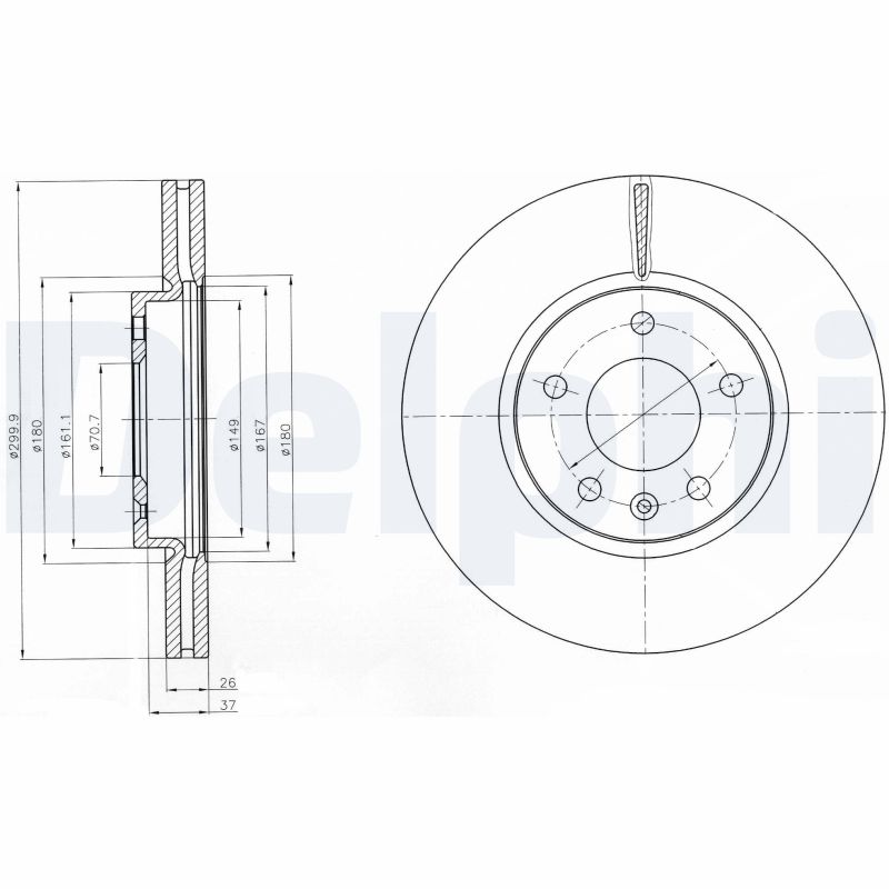 DELPHI 1001837892 BG4278C - Első féktárcsa (Ar 2 darabra)