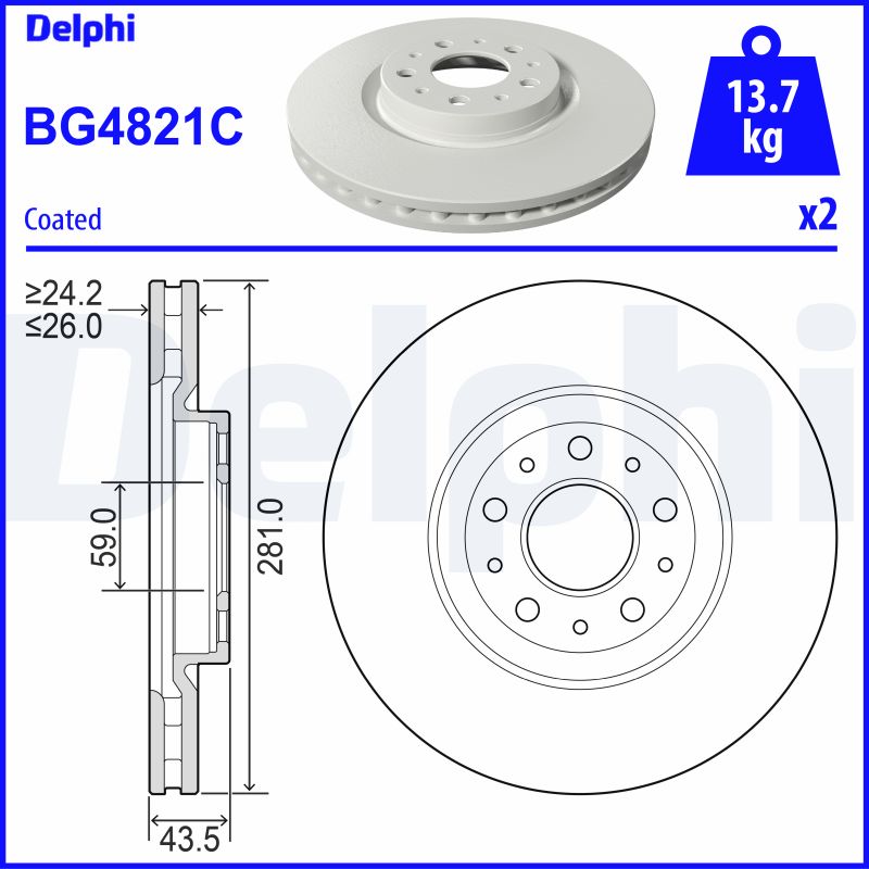 DELPHI DLP BG4821C 1020210 FÉKTÁRCSA