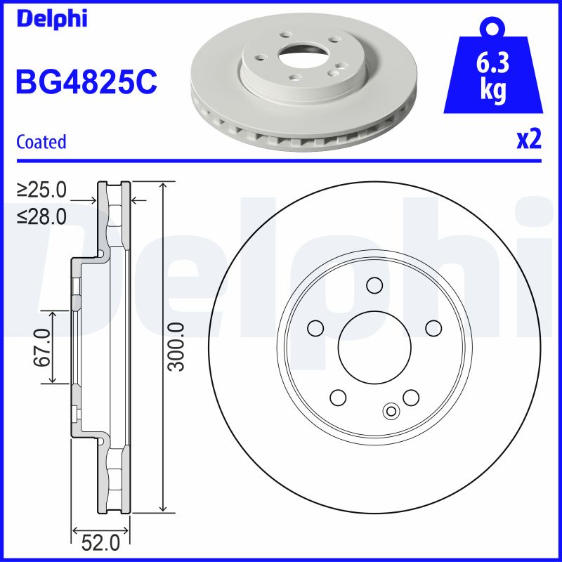 DELPHI DLP BG4825C 1020210 FÉKTÁRCSA