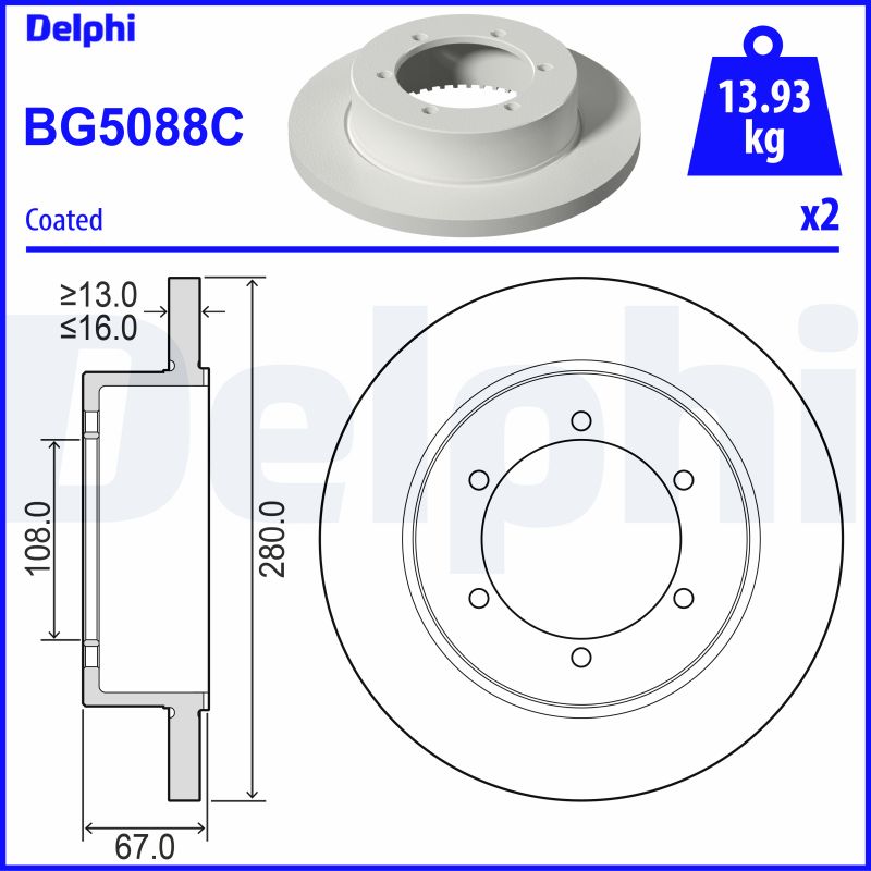 DELPHI DLP BG5088C 1020210 FÉKTÁRCSA