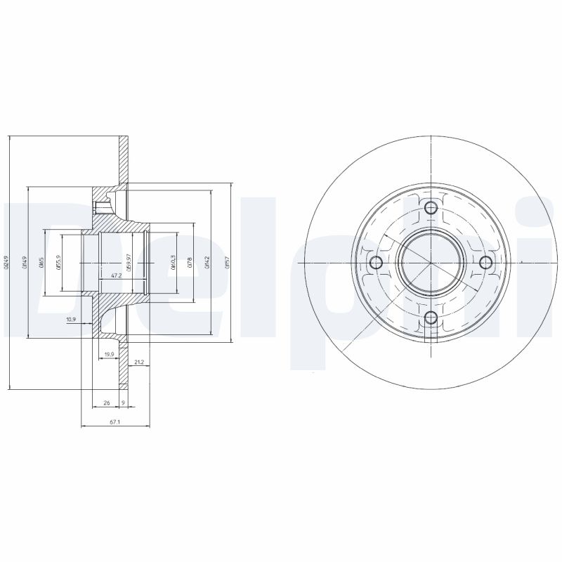 DELPHI 1001837915 BG9022RSC - Hátsó féktárcsa