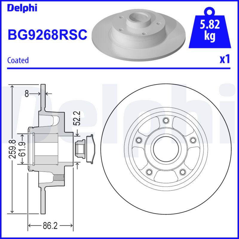 DELPHI DLP BG9268RSC Féktárcsa