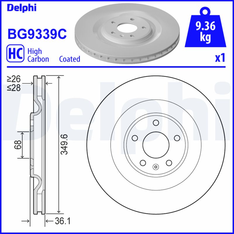 DELPHI 1018853248 BG9339C - Hátsó féktárcsa