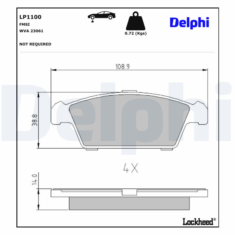 DELPHI LP1100 Fékbetét készlet, tárcsafék