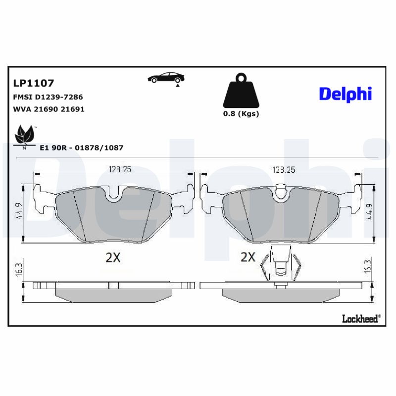 DELPHI DELLP1107 Fékbetét