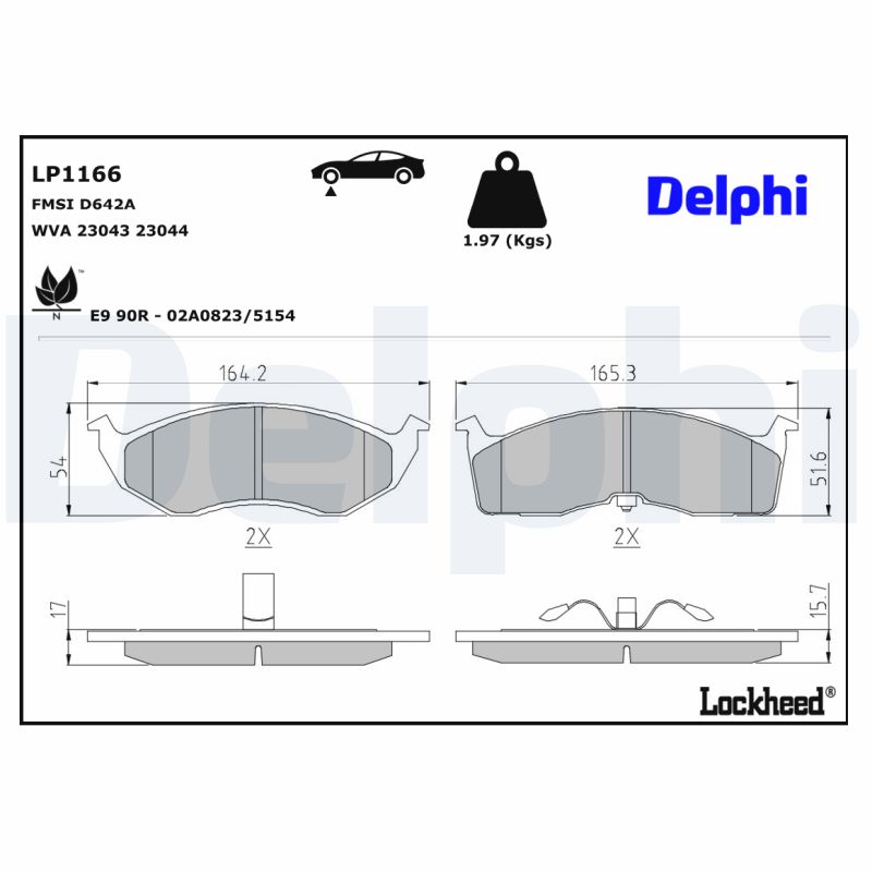 DELPHI DELLP1166 Fékbetét kézifékhez