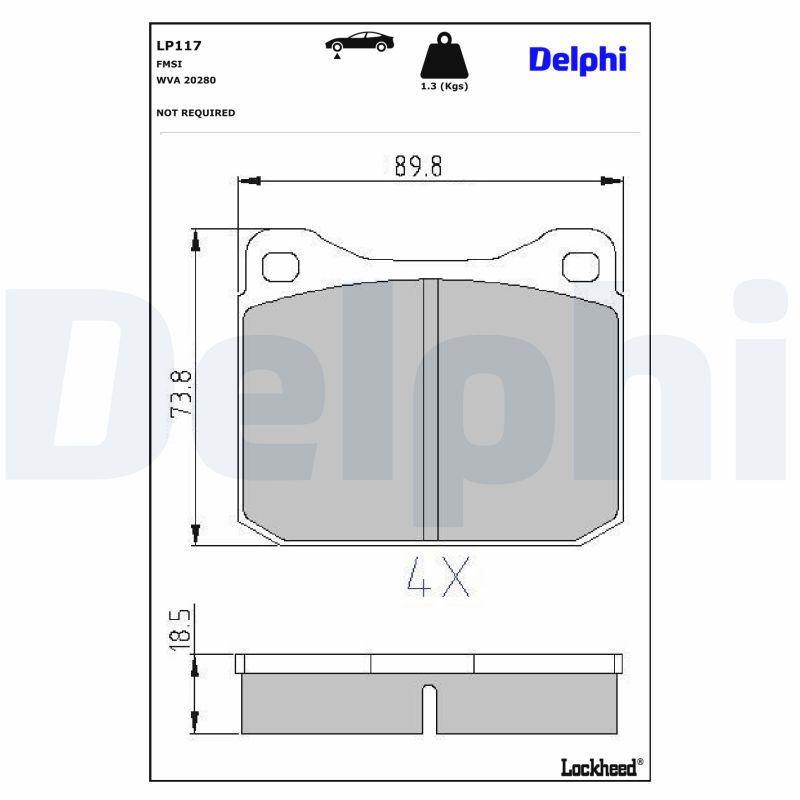 DELPHI DLP LP117 Fékbetét készlet, tárcsafék