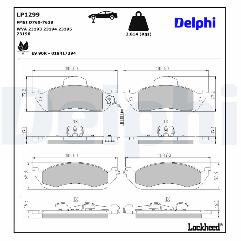 DELPHI 1001835478 LP1299 - Első fékbetét készlet