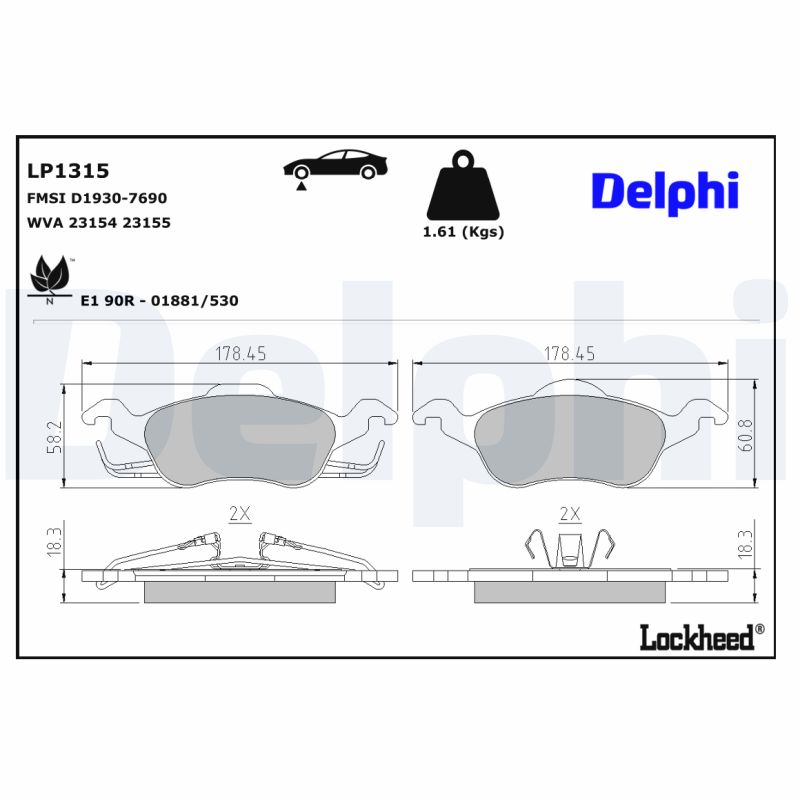DELPHI DELLP1315 Fékbetét