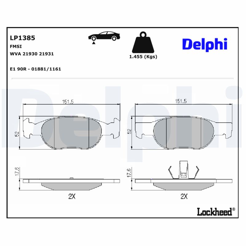 DELPHI DELLP1385 Fékbetét