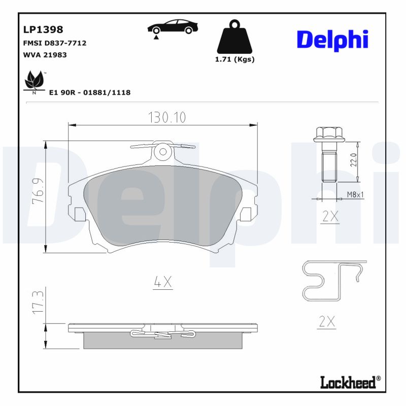 DELPHI DELLP1398 Fékbetét