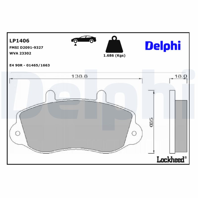 DELPHI 1001836369 LP1406 - Első fékbetét készlet