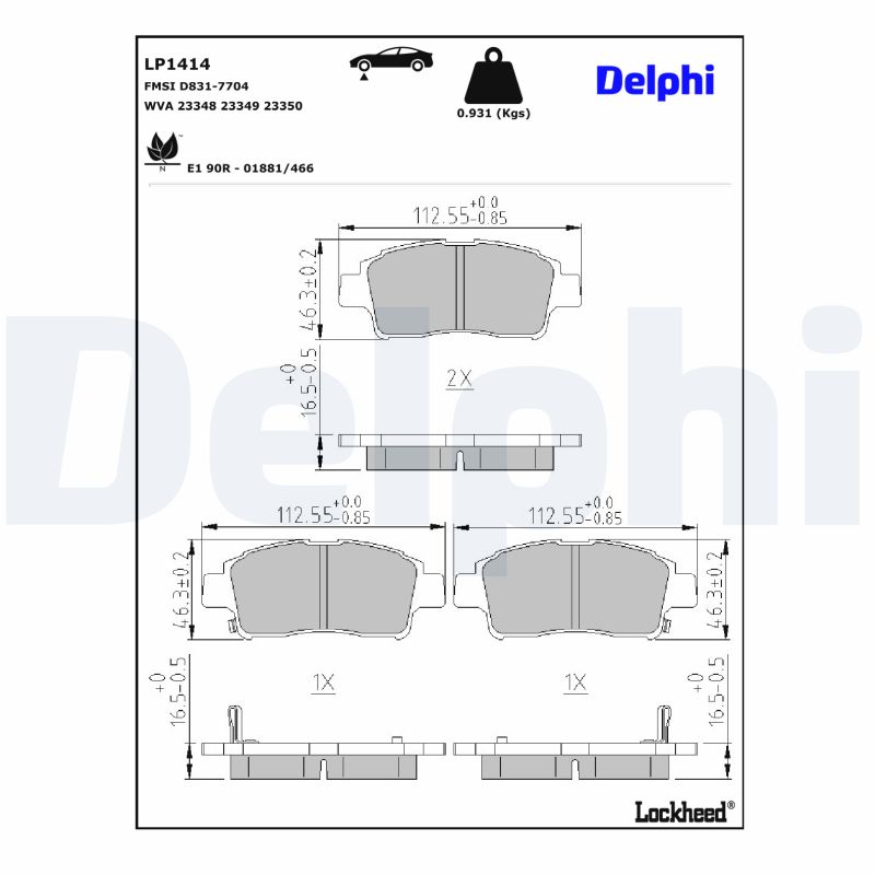 DELPHI DELLP1414 Fékbetét kézifékhez