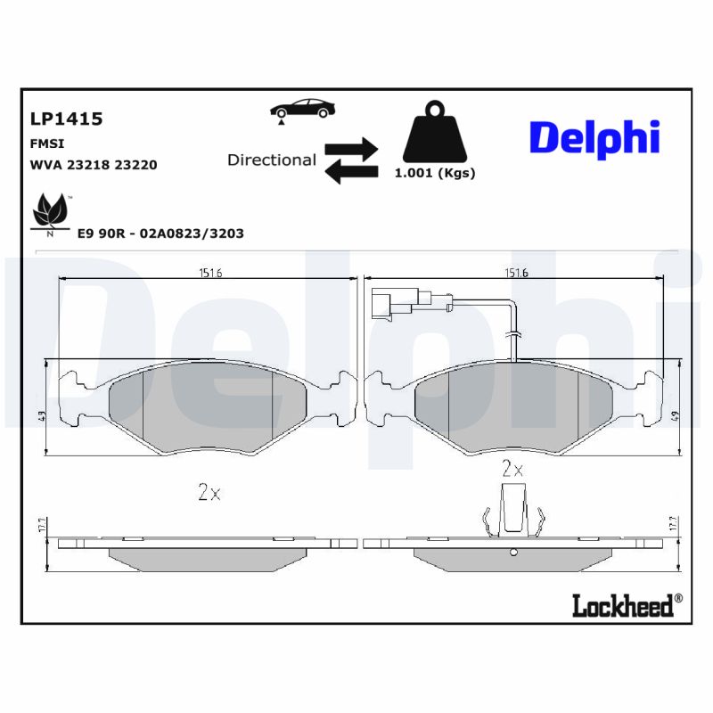 DELPHI DELLP1415 Fékbetét