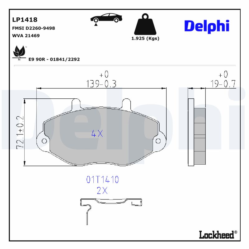 DELPHI LP1418 Fékbetét készlet, tárcsafék