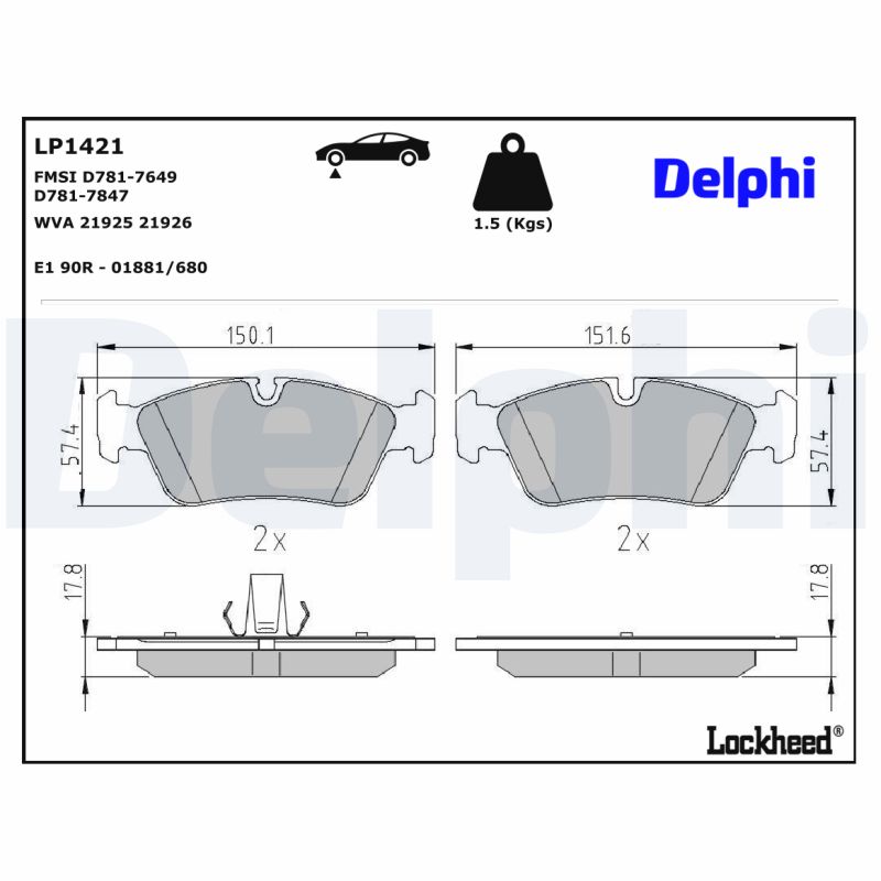 DELPHI 1001836071 LP1421 - Első fékbetét készlet
