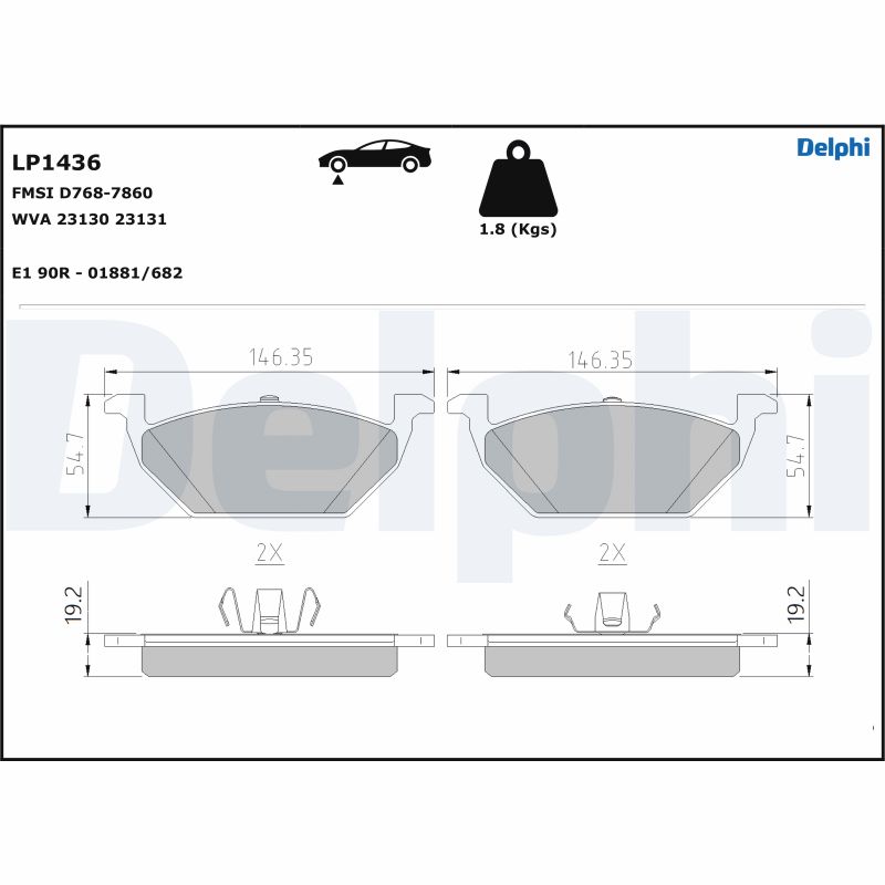 DELPHI DLP LP1436 Fékbetét készlet, tárcsafék