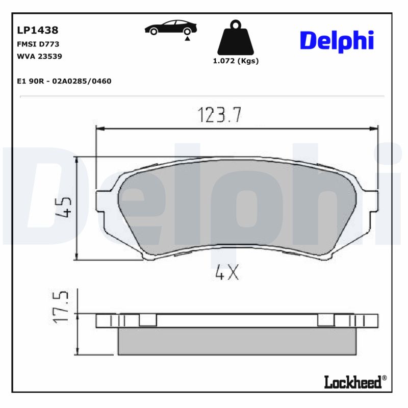 DELPHI LP1438 Fékbetét készlet, tárcsafék