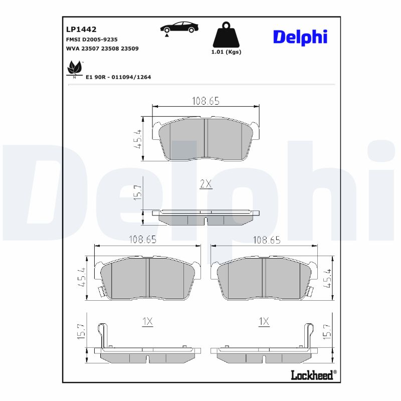 DELPHI DELLP1442 Fékbetét kézifékhez